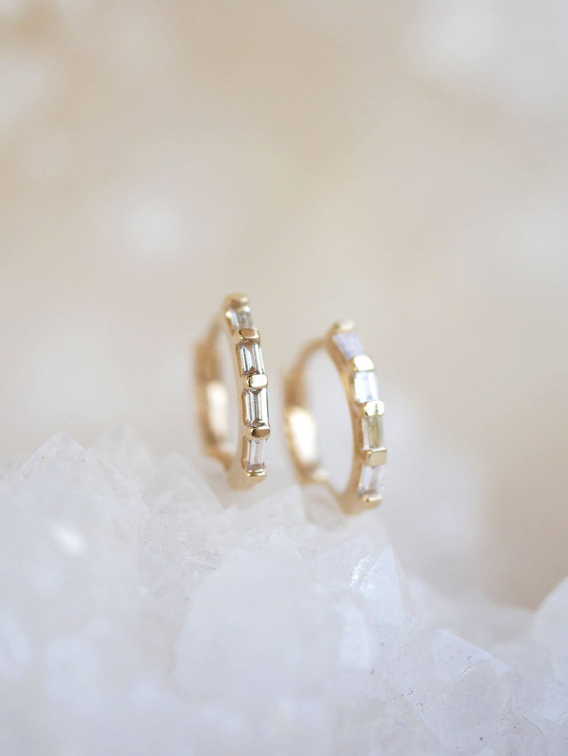 Diamond Baguette Huggie Hoops