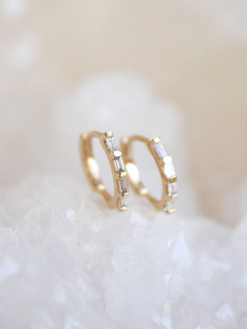 Diamond Baguette Huggie Hoops