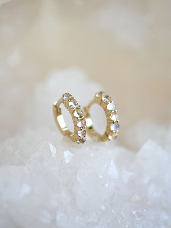 Moonstone Huggie Hoops