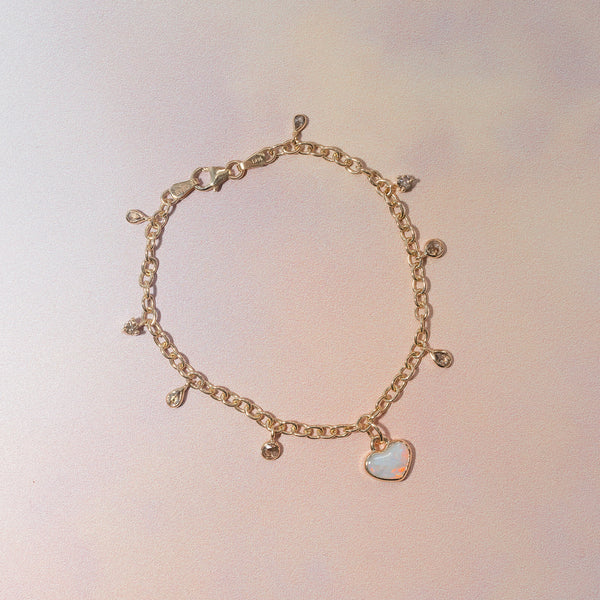 Heart Opal Charm Bracelet