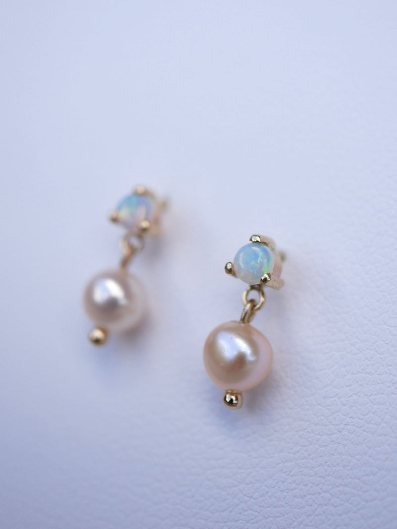 Opal & Peach Pearl Studs