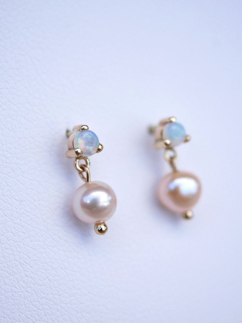 Opal & Peach Pearl Studs