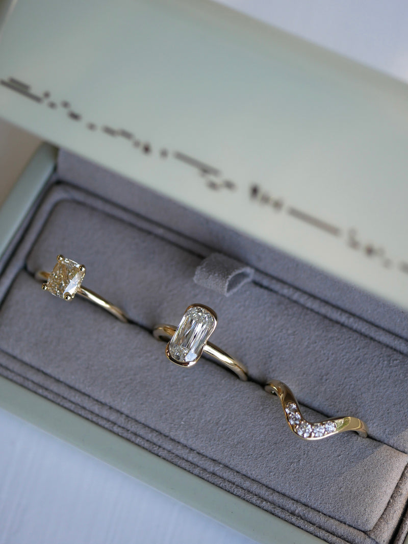 Elongated Cushion Partial Bezel Ring