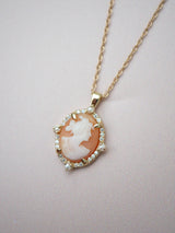 Diamond & Pearl Antique Cameo Necklace
