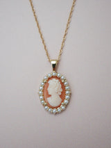 Pearl Halo Antique Cameo Necklace