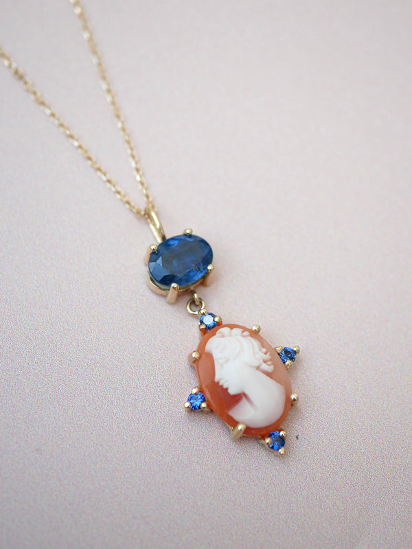 Blue Sapphire Cameo Necklace