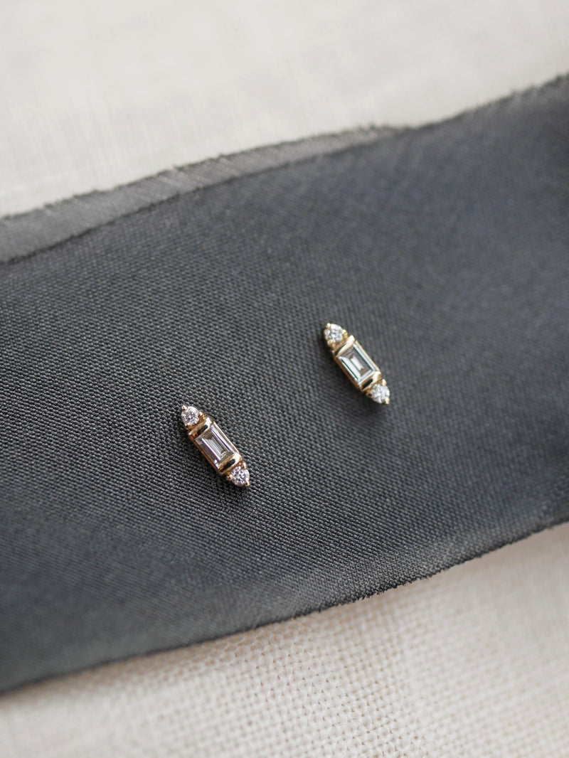 Accented Baguette Studs