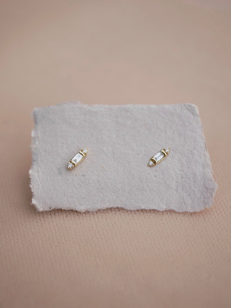 Accented Baguette Studs