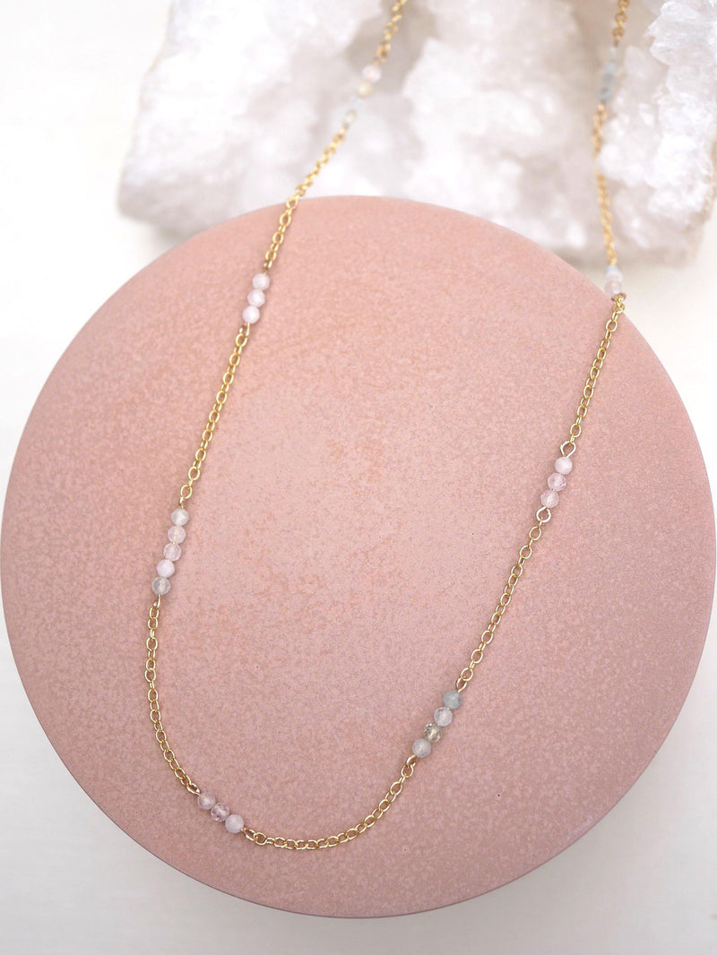 Beaded Morganite Layering Chain - Emily Warden Designs Site