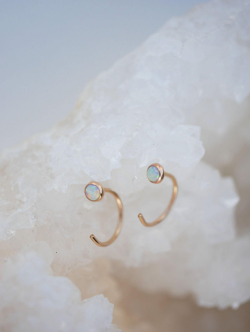 Opal Hugger Hoops - Emily Warden Designs Site