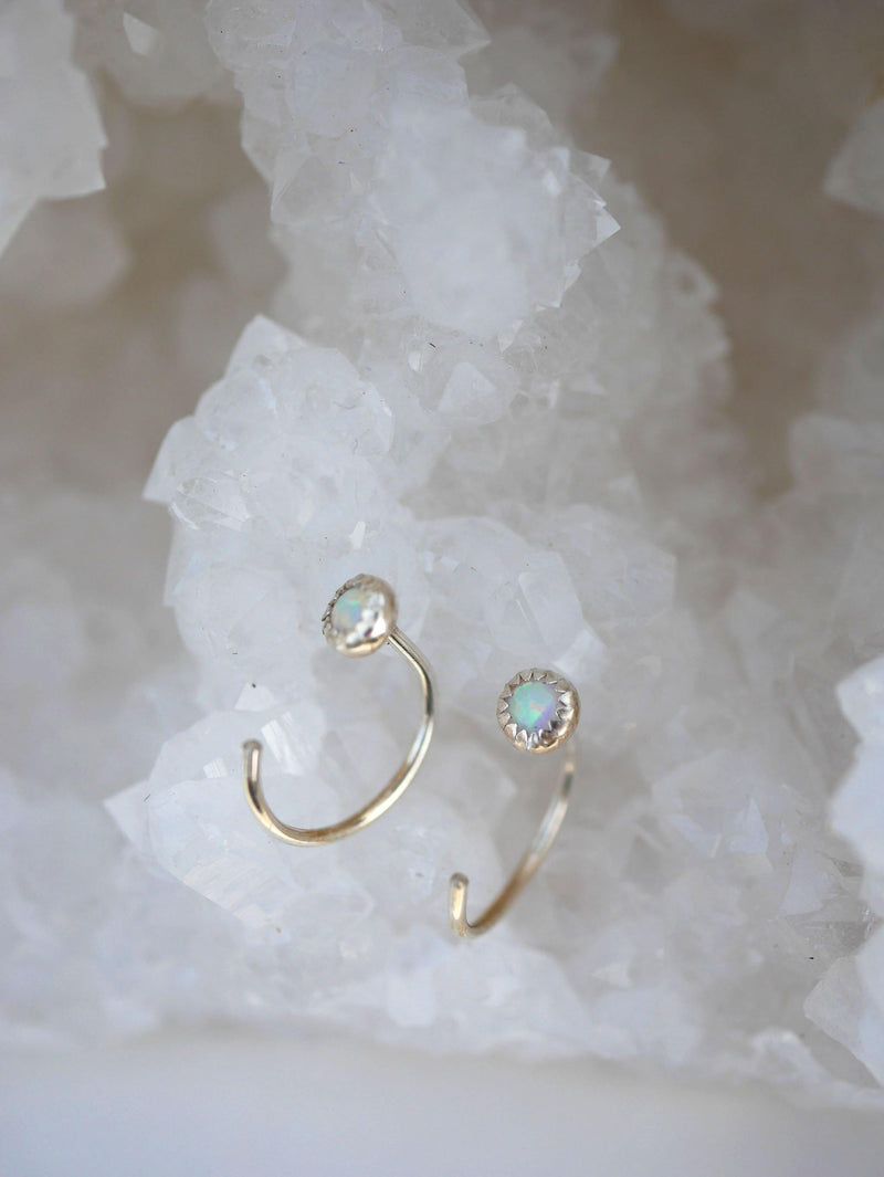 Opal Hugger Hoops - Emily Warden Designs Site