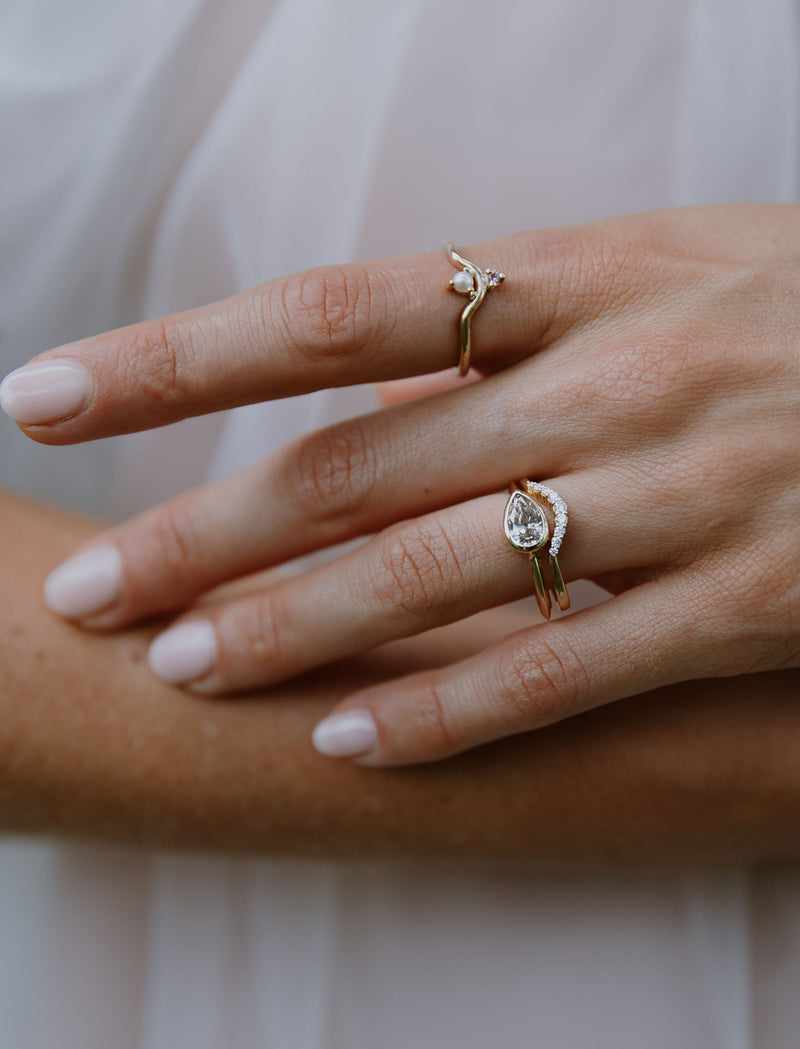 Pearl & Pink Sapphire Arc Ring