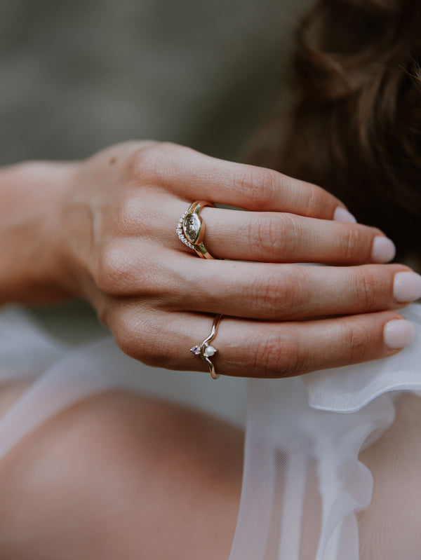 Pearl & Pink Sapphire Arc Ring