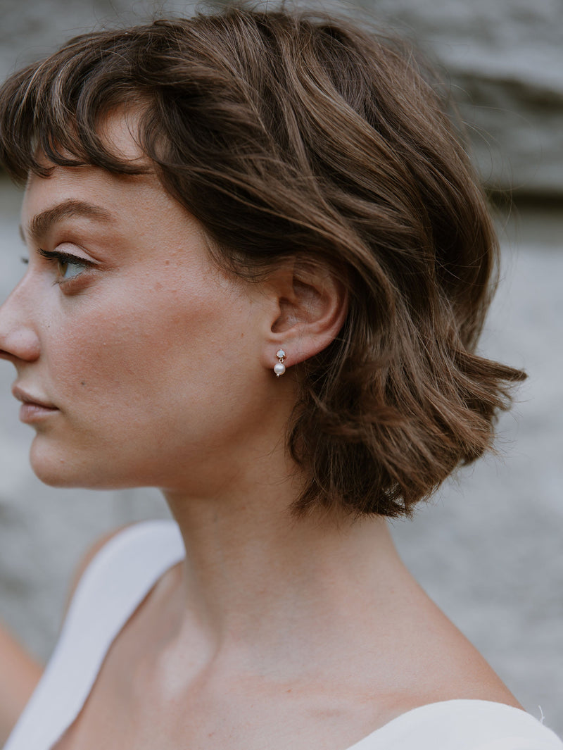 Opal & Peach Pearl Studs