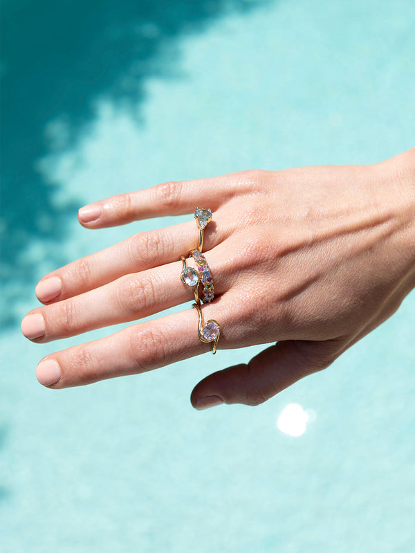 Aquamarine Nautilus Ring