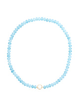 Beaded Charm Hoop Necklace: Aqua Blue