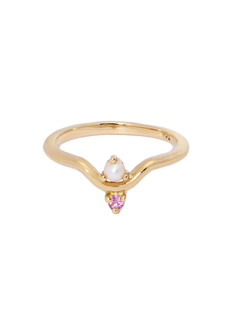 Pearl & Pink Sapphire Arc Ring