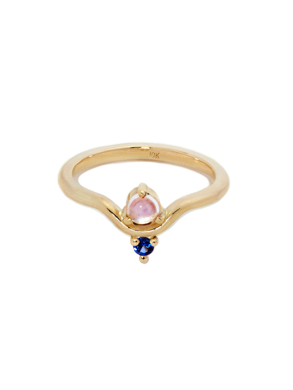 Moonstone & Sapphire Arc Ring