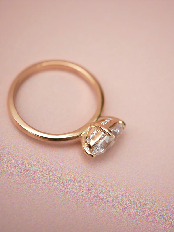 Hidden Halo Moval Diamond Ring