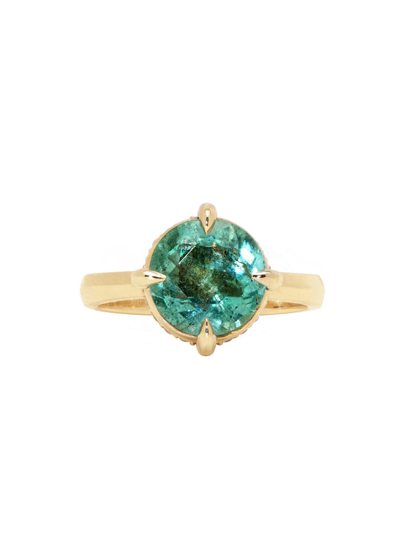 Emerald Beaded Diamond Ring