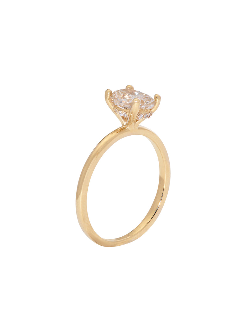 Champagne Diamond Cushion Hidden Halo