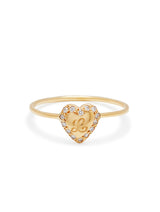 Engraved Diamond Heart Ring