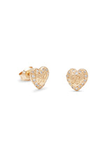 Engraved Diamond Heart Studs