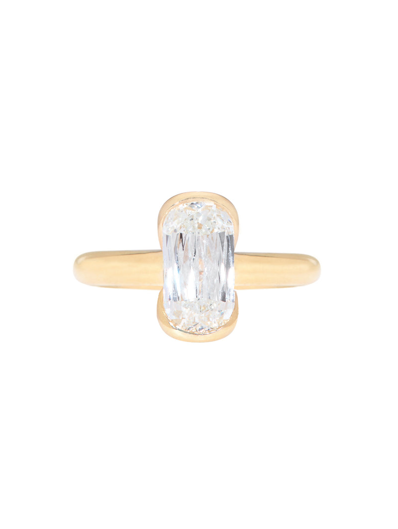 Elongated Cushion Partial Bezel Ring
