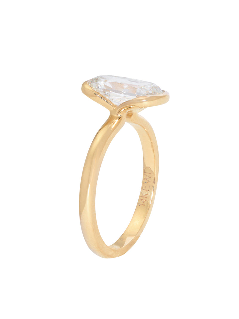 Elongated Cushion Partial Bezel Ring