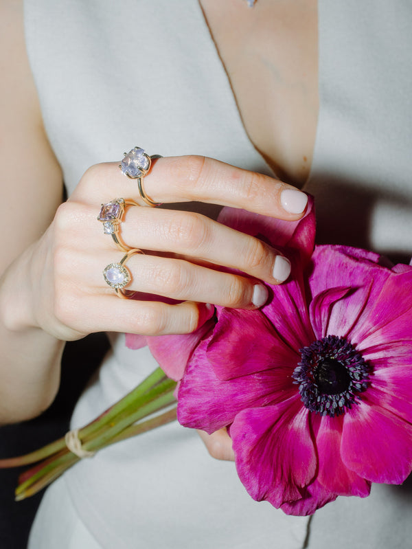 Fluted Lavender Quartz Ring