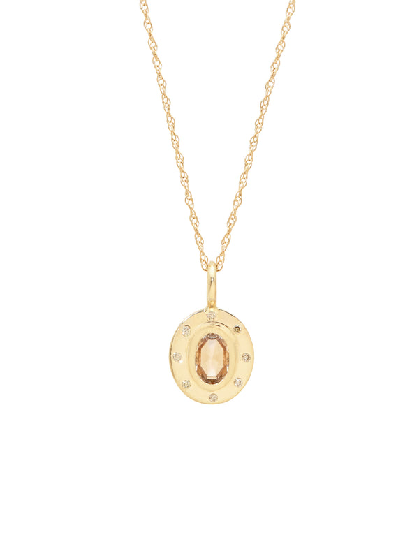 Champagne Sapphire Halo Pendant