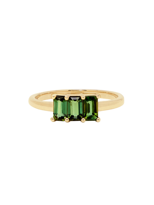 Green Tourmaline Triptych Ring