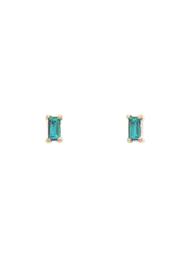 Emerald Baguette Studs