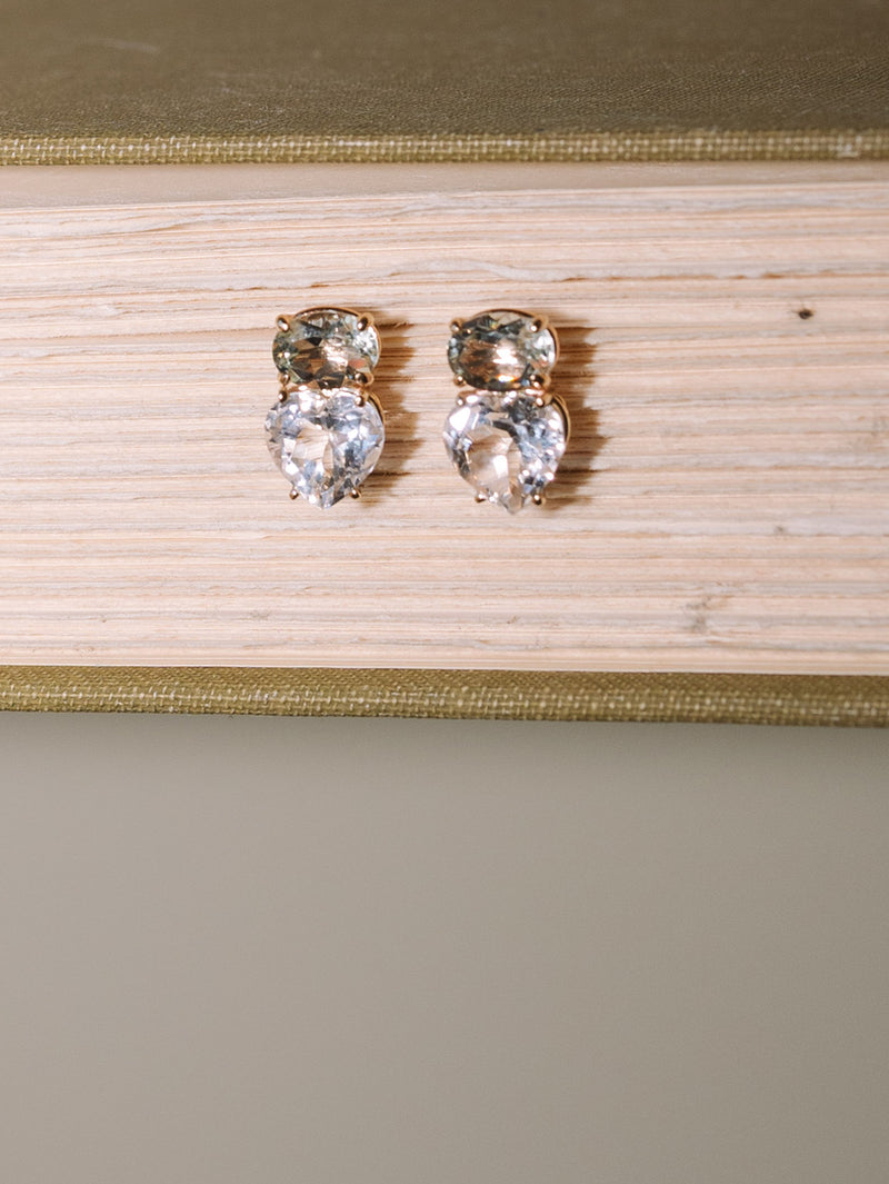 Heart Quartz Cocktail Studs