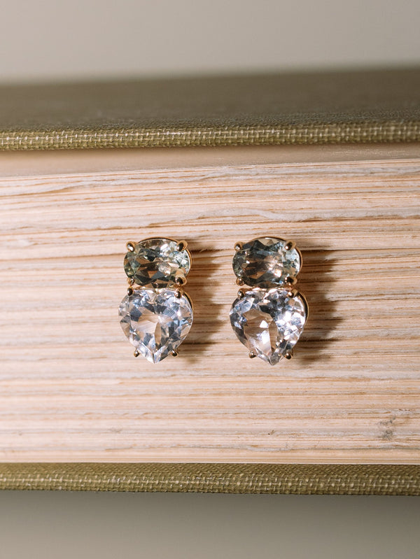 Heart Quartz Cocktail Studs