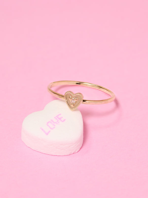 Milgrain Heart Stack Ring