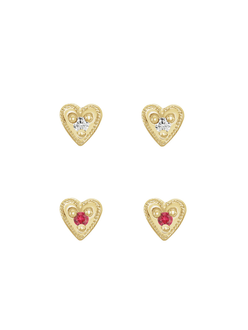 Milgrain Heart Studs