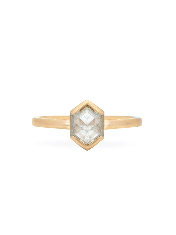 Partial Bezel Hexagon Diamond Ring