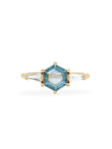 Hexagon Sapphire Tapered Baguette Ring