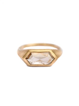 Hexagon Champagne Diamond Signet Ring