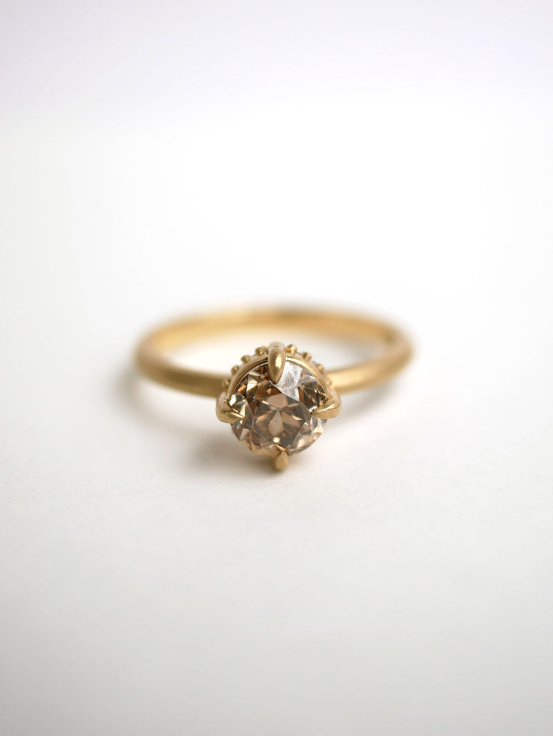 Round Hidden Halo Champagne Diamond Ring