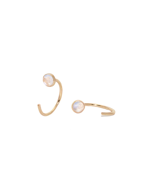 Moonstone Hugger Hoops