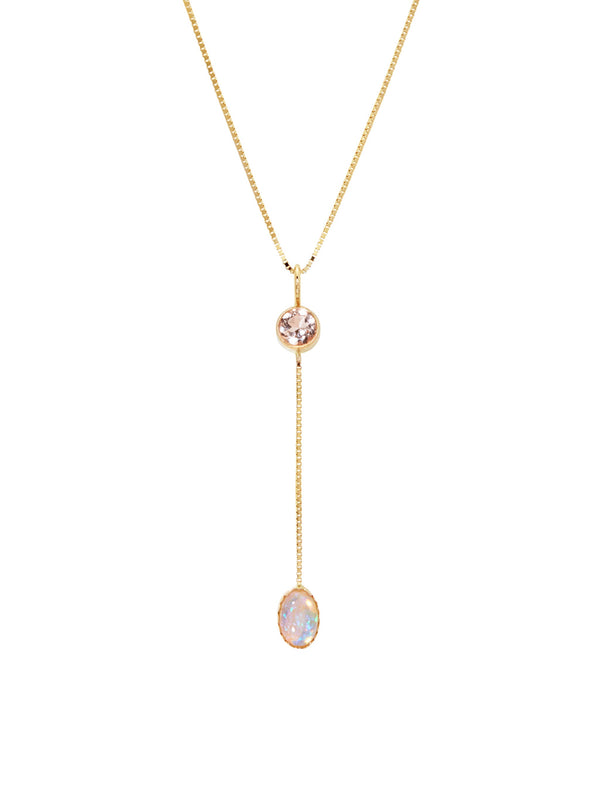 Morganite Opal Lariat