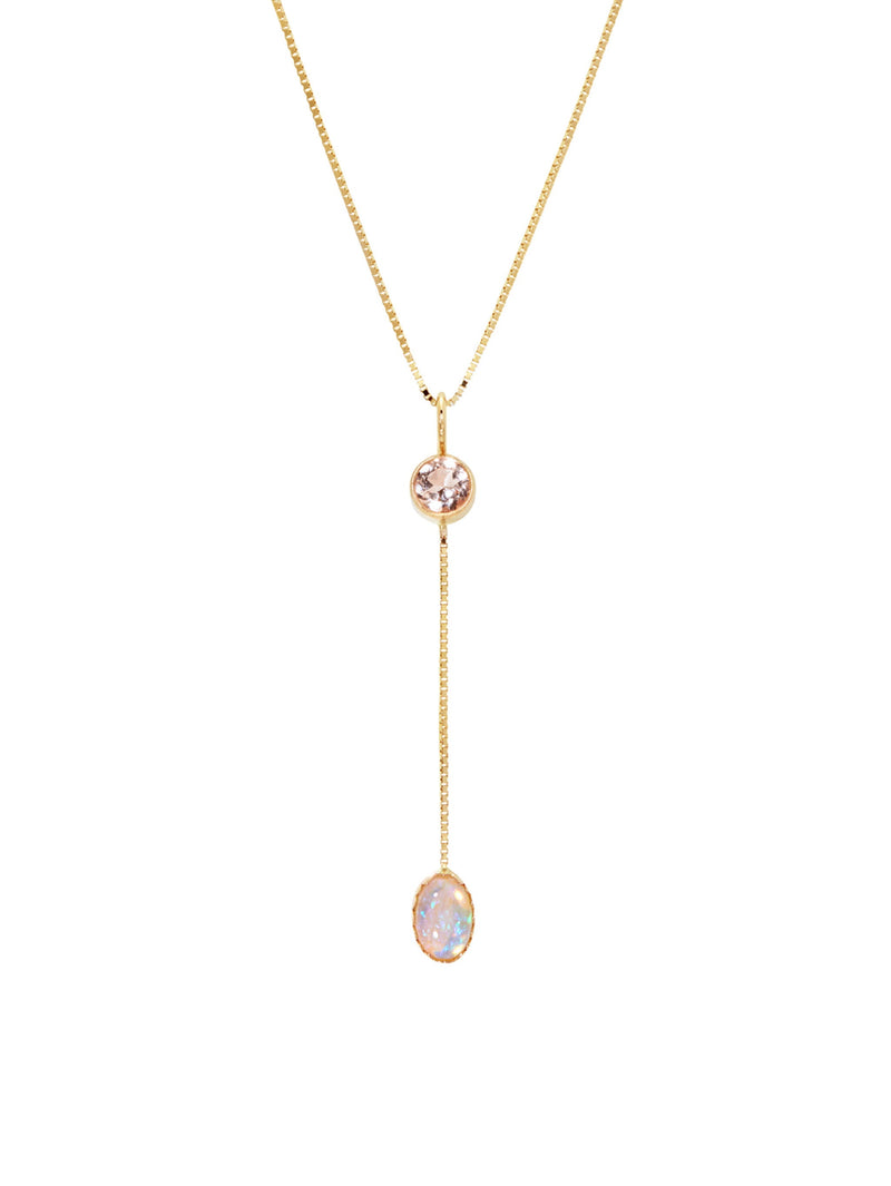 Morganite Opal Lariat