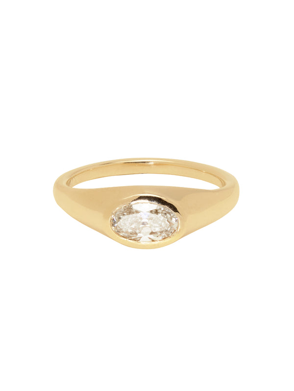 East West Diamond Signet Ring