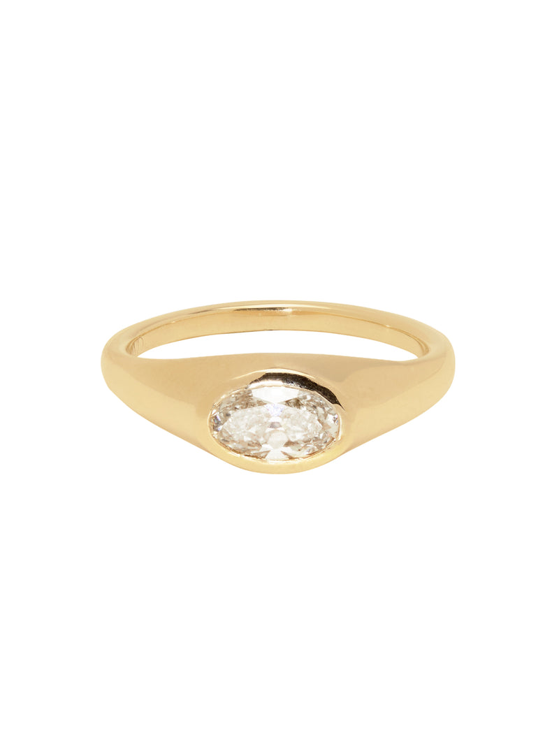 East West Diamond Signet Ring