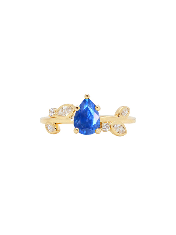 Pear Sapphire Vine Ring
