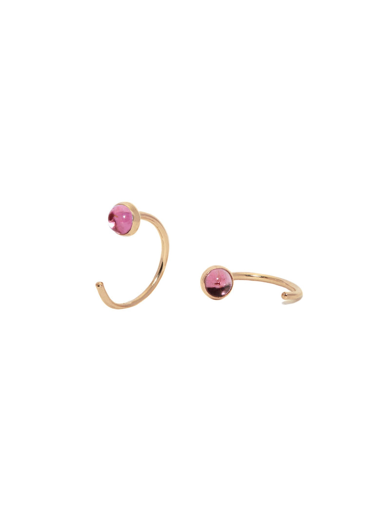 Pink Tourmaline Hugger Hoops