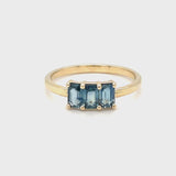 Blue Sapphire Triptych Ring