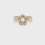 Diamond Flower Pinky Signet